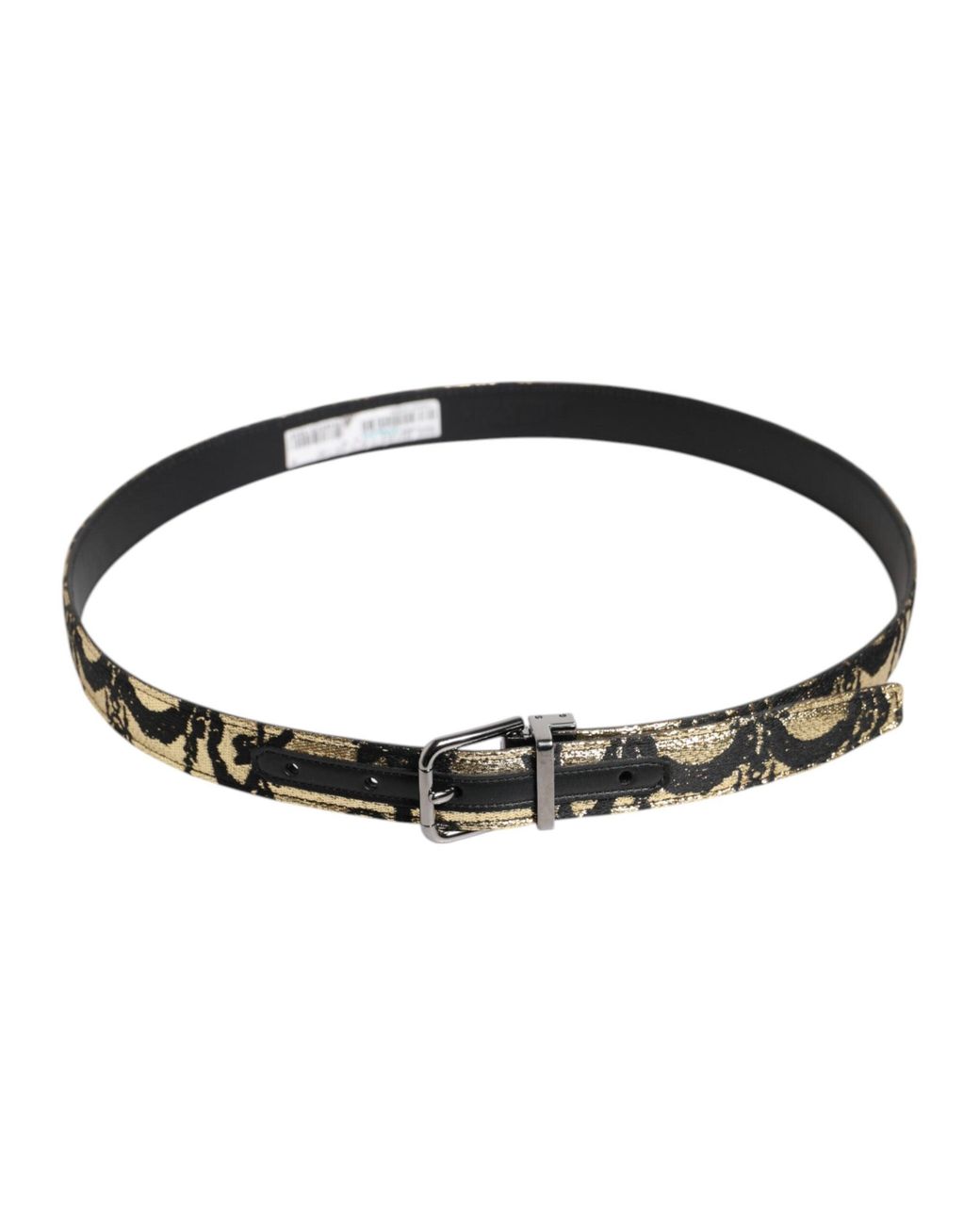 Dolce & Gabbana Black Brocade Fabric Belt With Leather for men