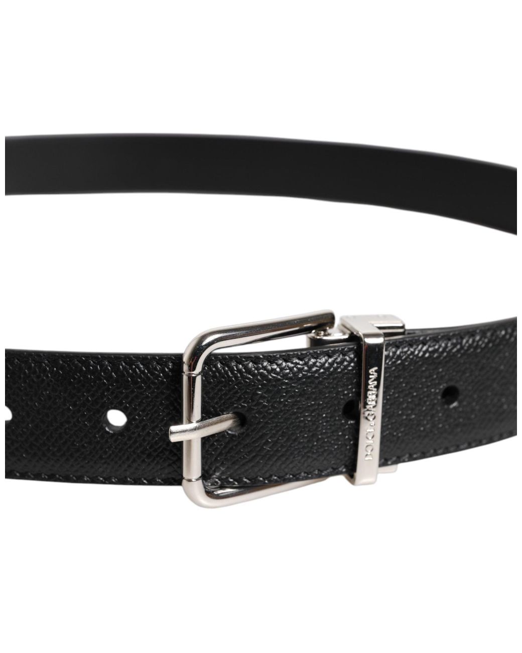 Dolce & Gabbana Black Elegant Leather Belt With Metal Buckle for men