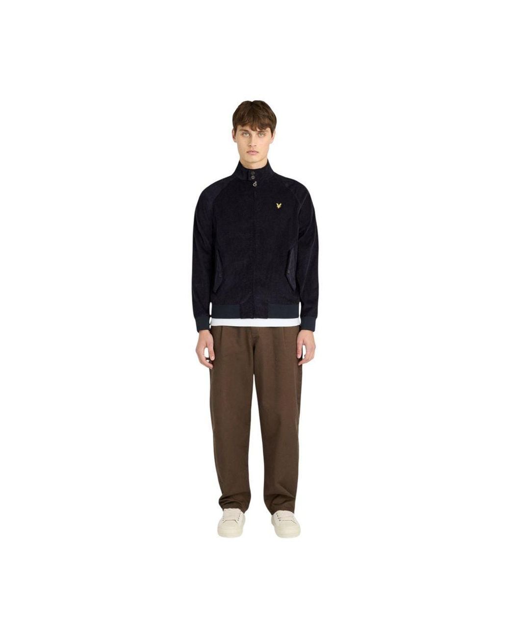 Lyle & Scott Black Blue Cotton Biker Jacket for men