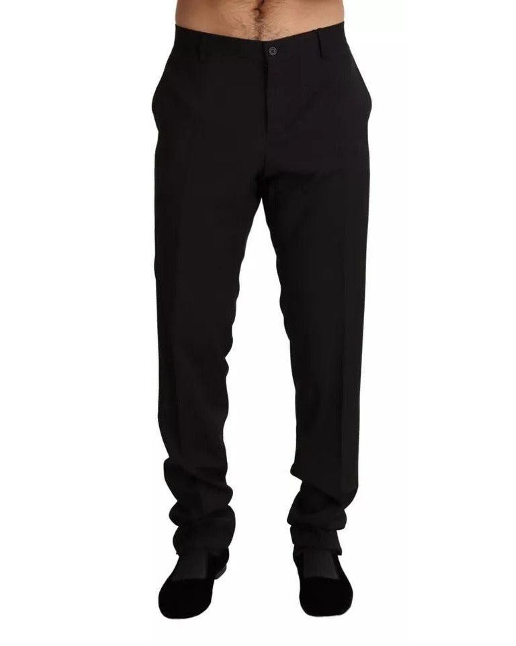 Dolce & Gabbana Black Elegant Skinny Dress Trousers for men