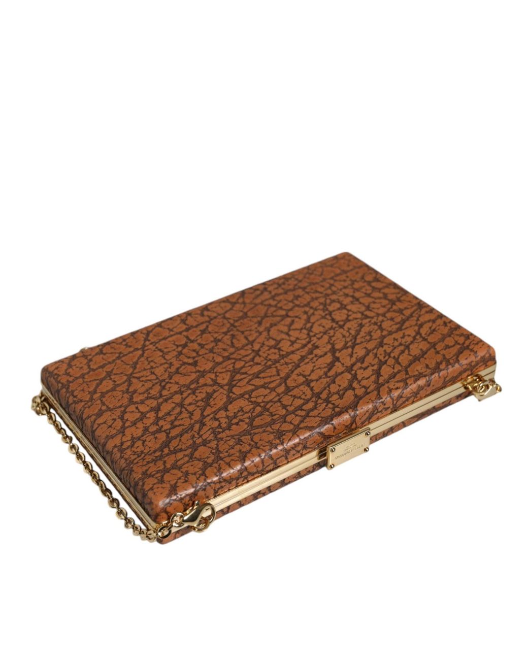 Dolce & Gabbana Brown Leather Frame Clutch Mini Crossbody Bag
