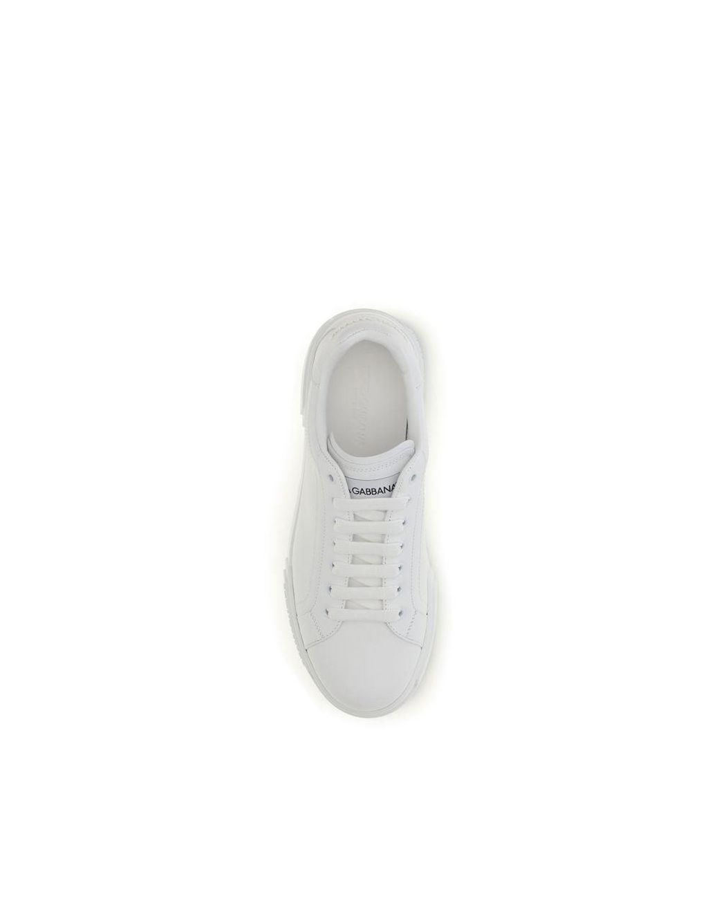 Dolce & Gabbana White Calf Leather Bos Taurus Low Top Sneakers for men