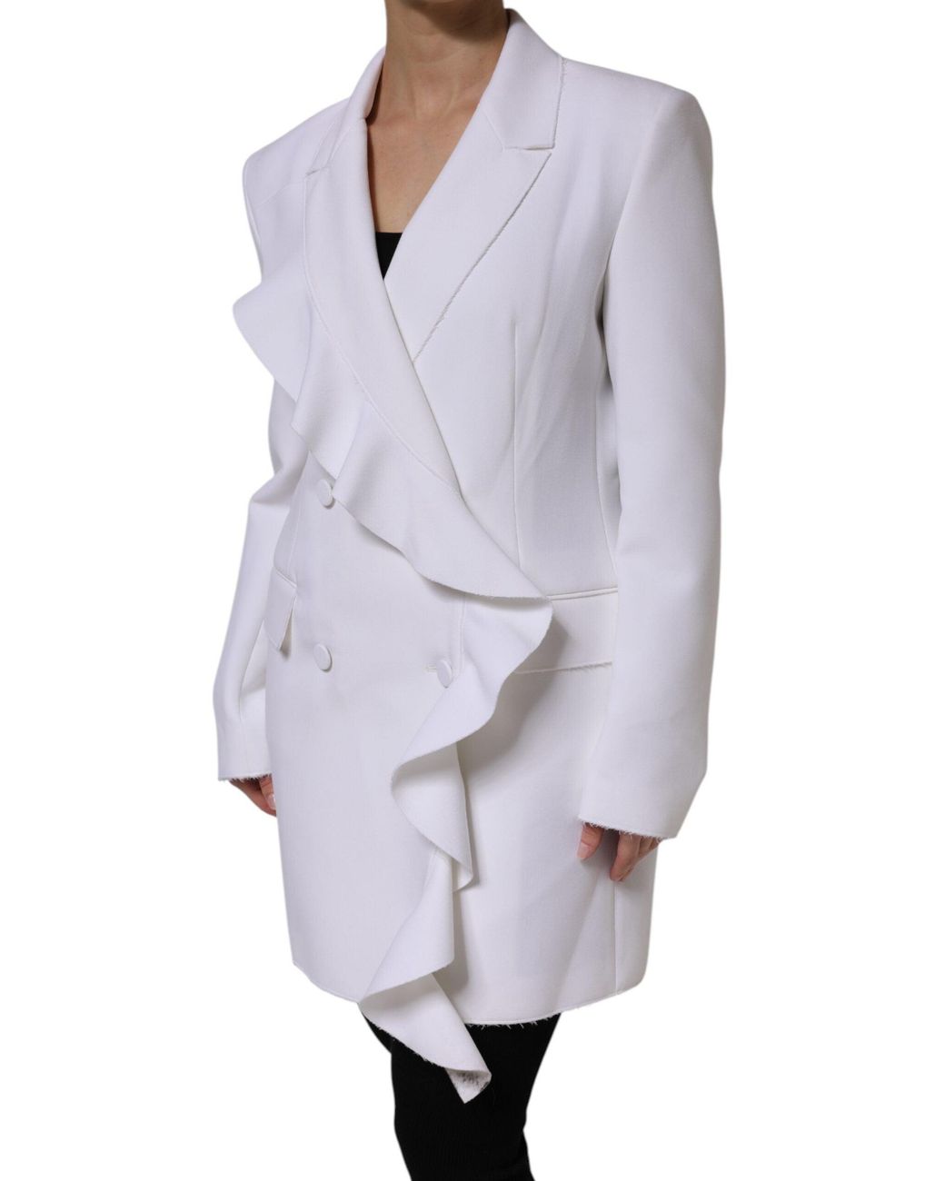 MSGM Gray White Polyester Long Sleeves Ruffled Wrap Jacket for men