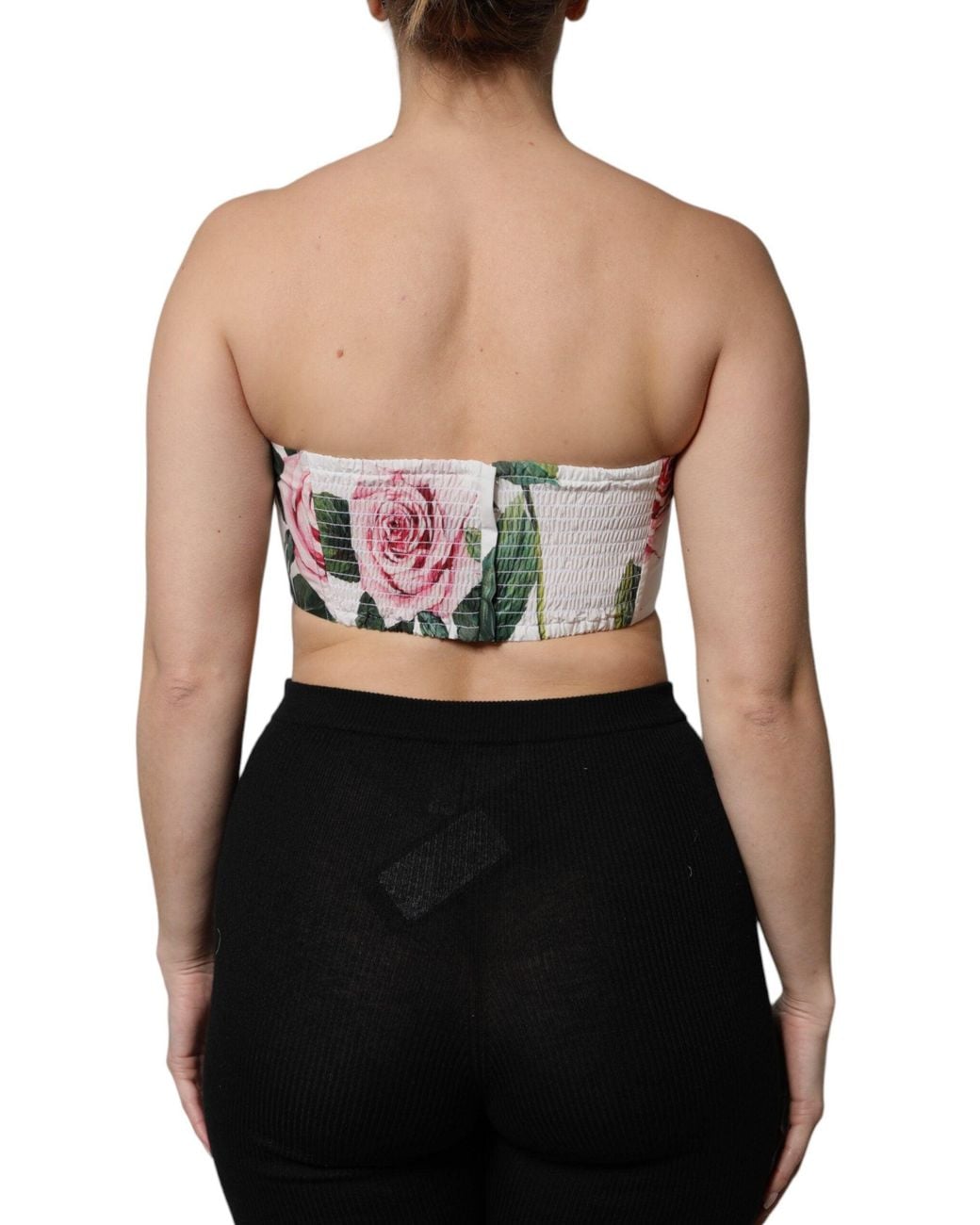 Dolce & Gabbana Black White Floral Print Cropped Bustier Corset Top for men