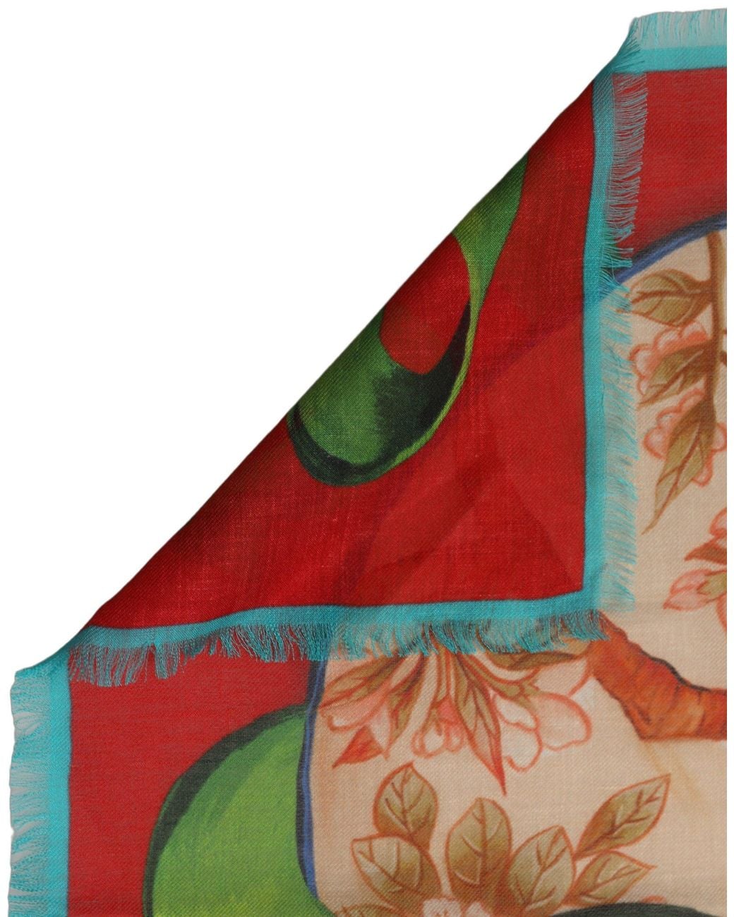Dolce & Gabbana Red Multicolor Marco Polo Motifs Shawl Scarf