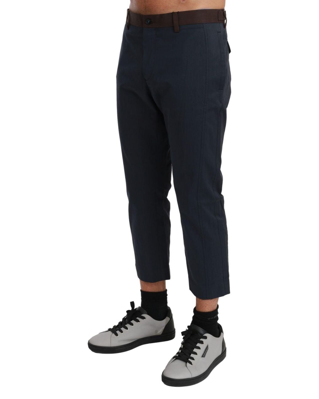 Dolce & Gabbana Blue Stripes Cropped Trousers Pants for men