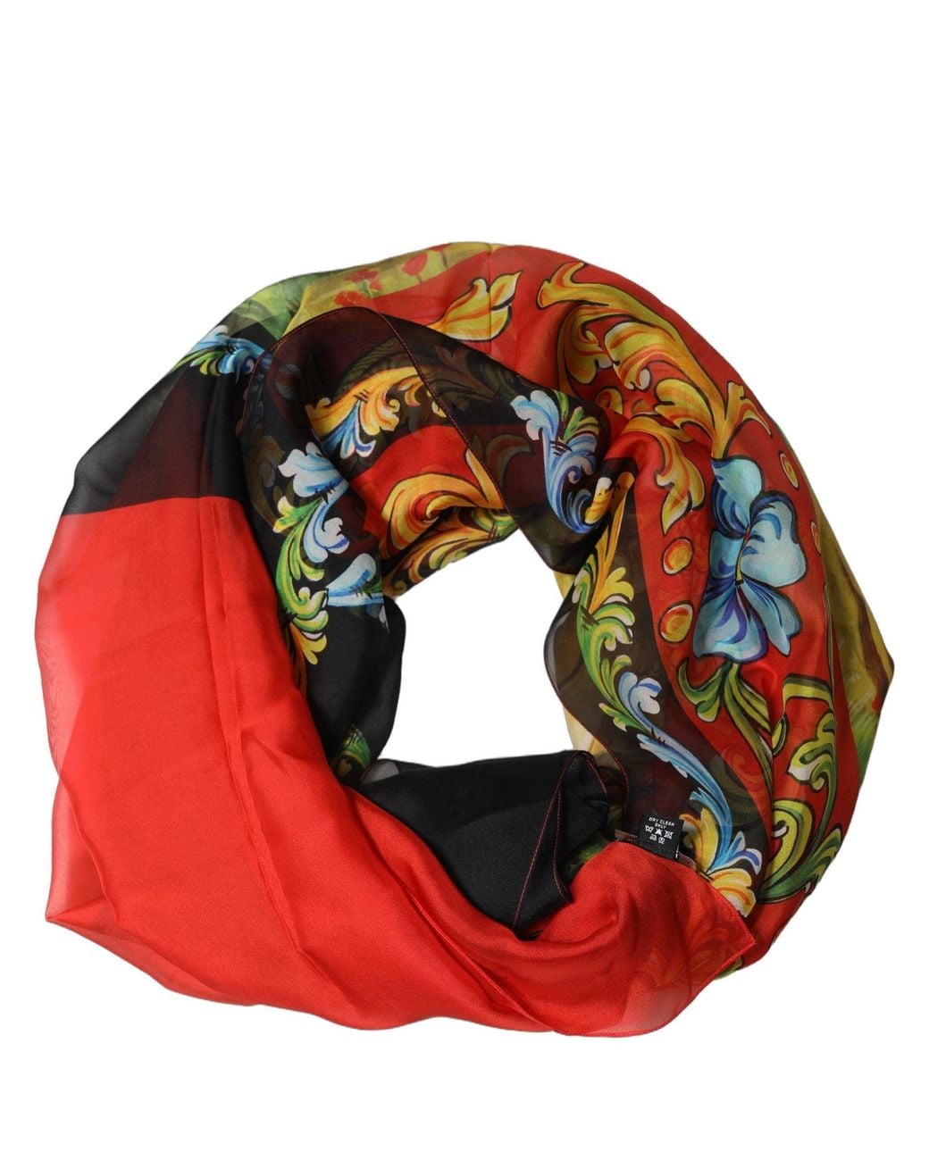 Dolce & Gabbana Red Multicolor Silk Printed Square Foulard Scarf