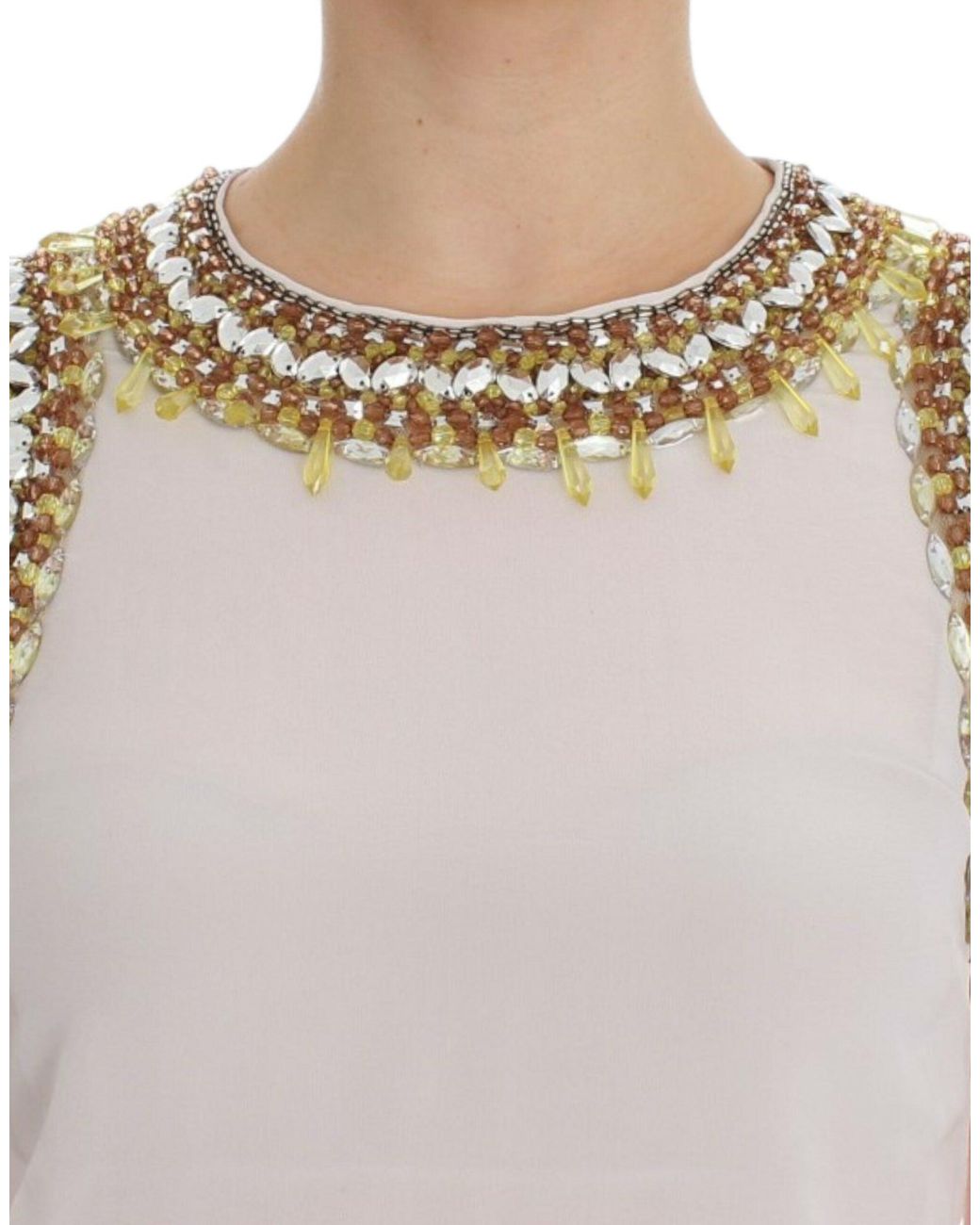 Dolce & Gabbana White Crystal Embellished Tank Top