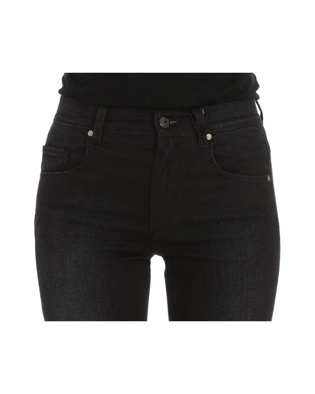 Ermanno Scervino Black Cotton Blend Slim Fit Bootcut Jeans