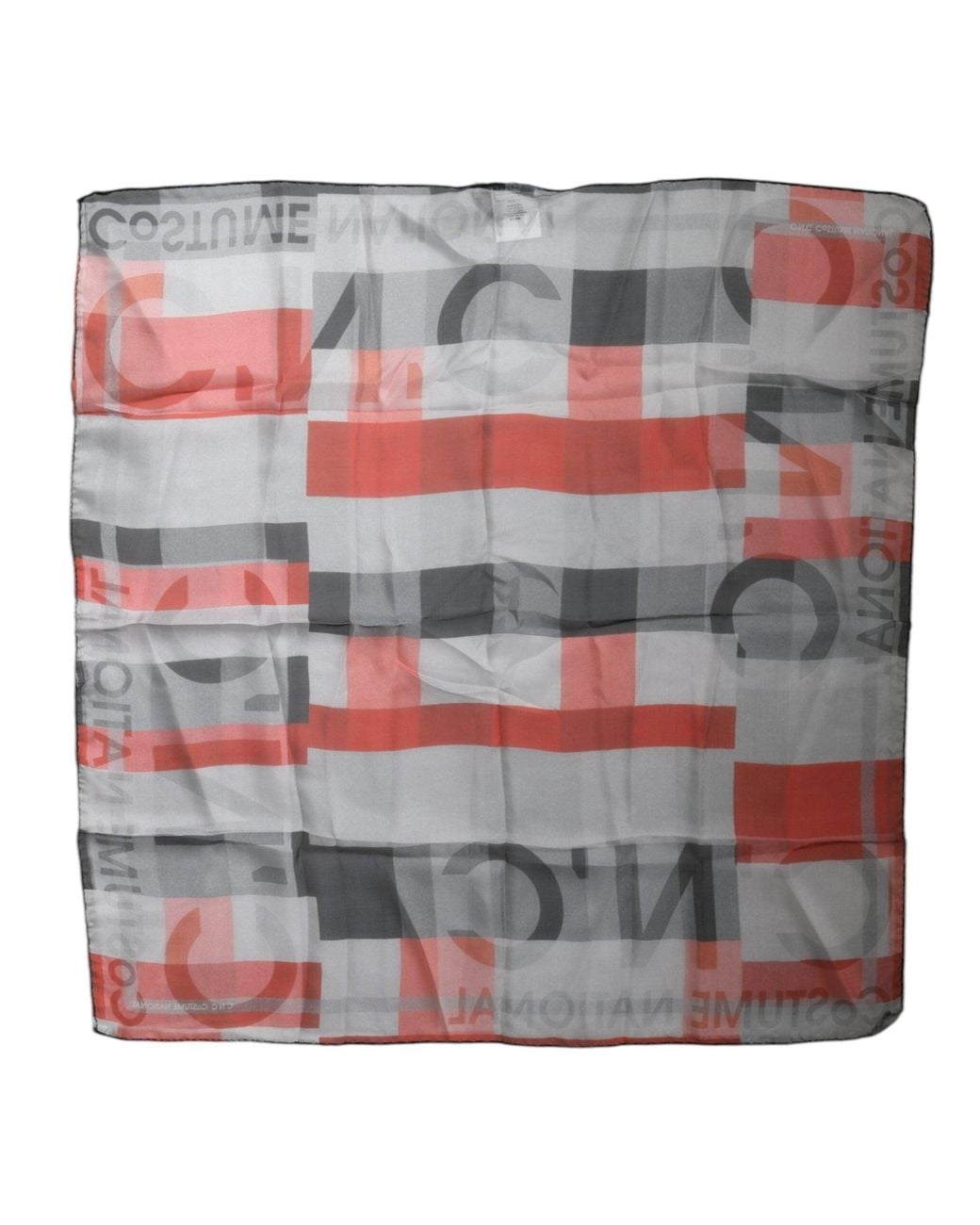 CoSTUME NATIONAL Gray Red Silk Square Neck Wrap Scarf
