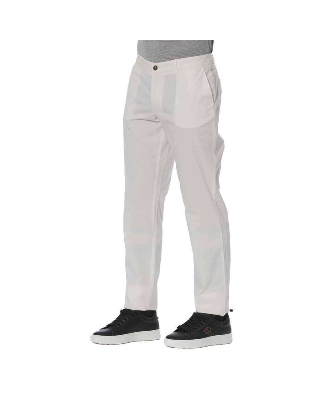 Trussardi Gray Chic Cotton Blend Trousers for men
