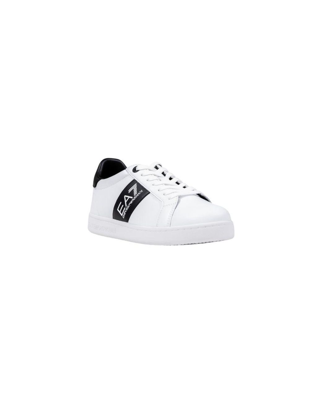 EA7 Black And White Leather Low Top Sneakers for men