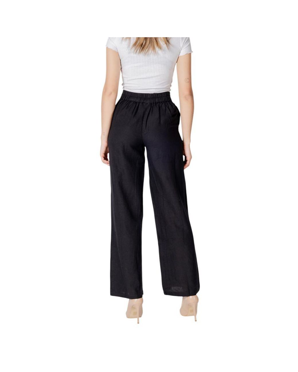 VILA CLOTHES Black Viscose Pant