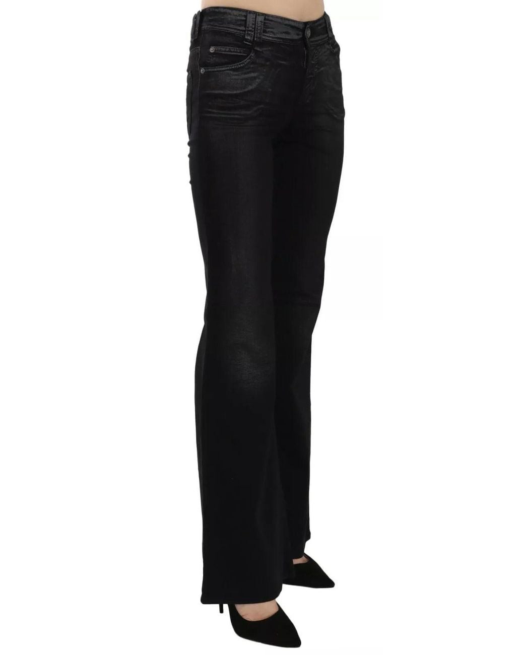 John Galliano Black Washed High Waist Flared Denim Casual Pants Jeans