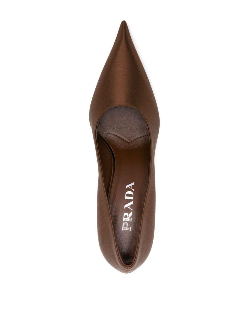 Prada Brown Pointed-Toe Satin Pumps