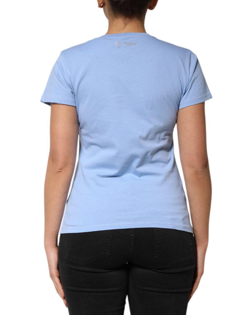 Pinko Blue Love Story Sequined Embellished Short Sleeves T