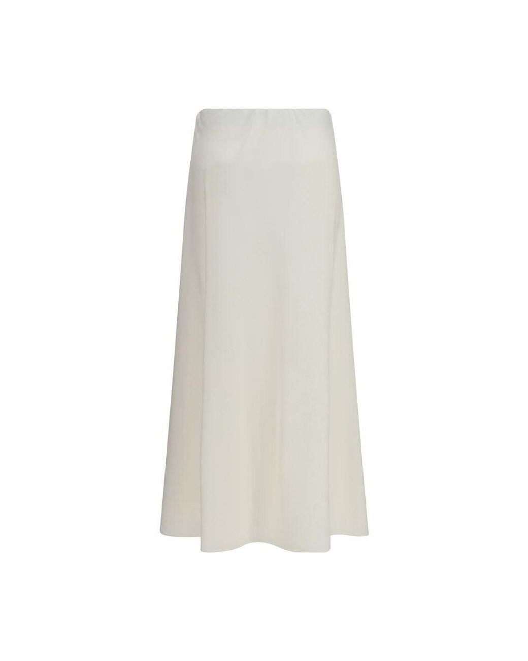 Brunello Cucinelli White Beige Wool Oves Aries Midi Skirt