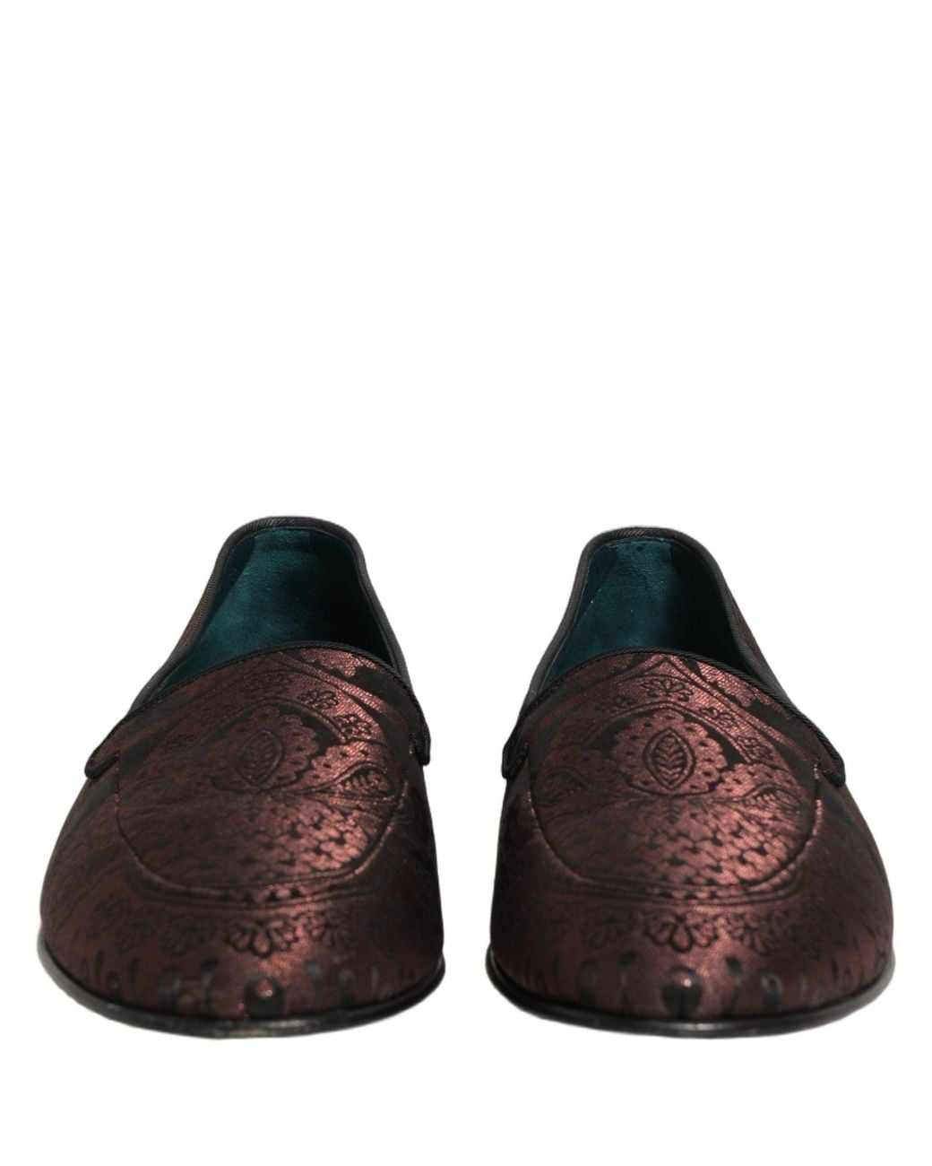 Dolce & Gabbana Multicolor Maroon Jacquard Leather Slip On Loafers Shoes for men
