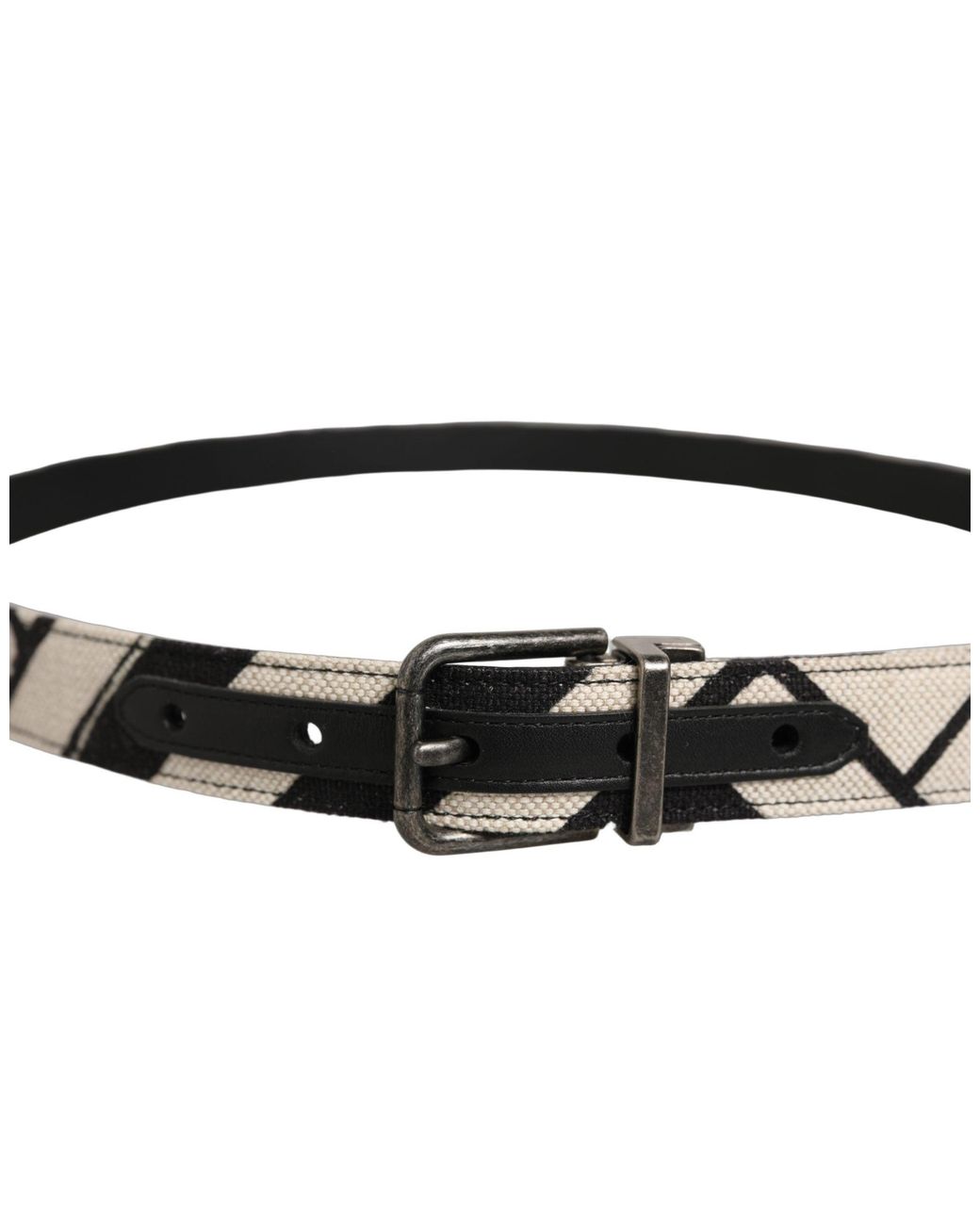 Dolce & Gabbana Black Ivory Tone Metal Buckle Belt, Canvas for men