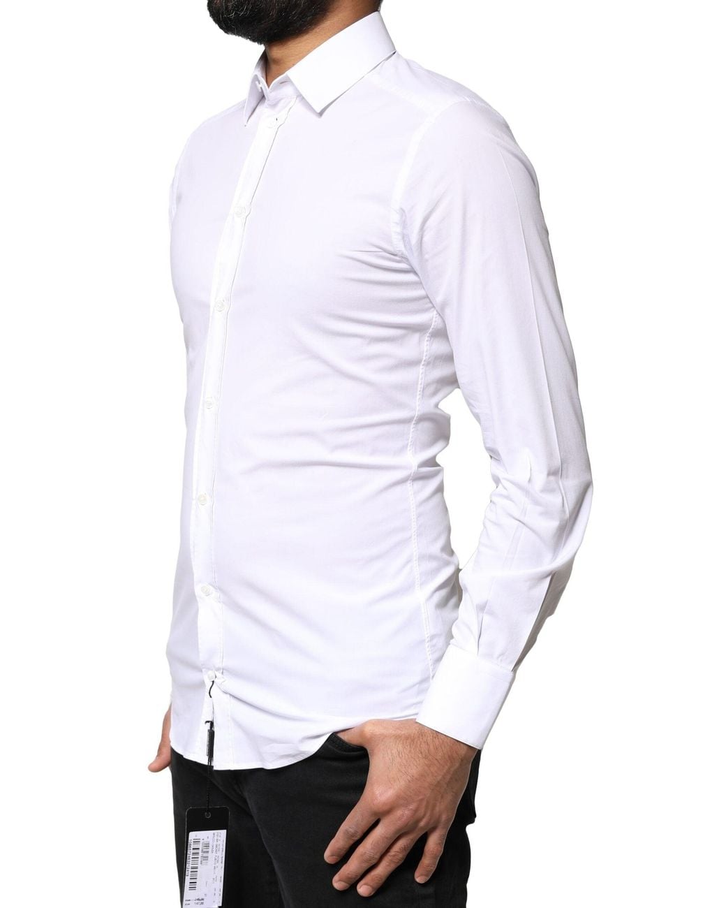 Dolce & Gabbana White Cotton Long Sleeves Dress Shirt for men