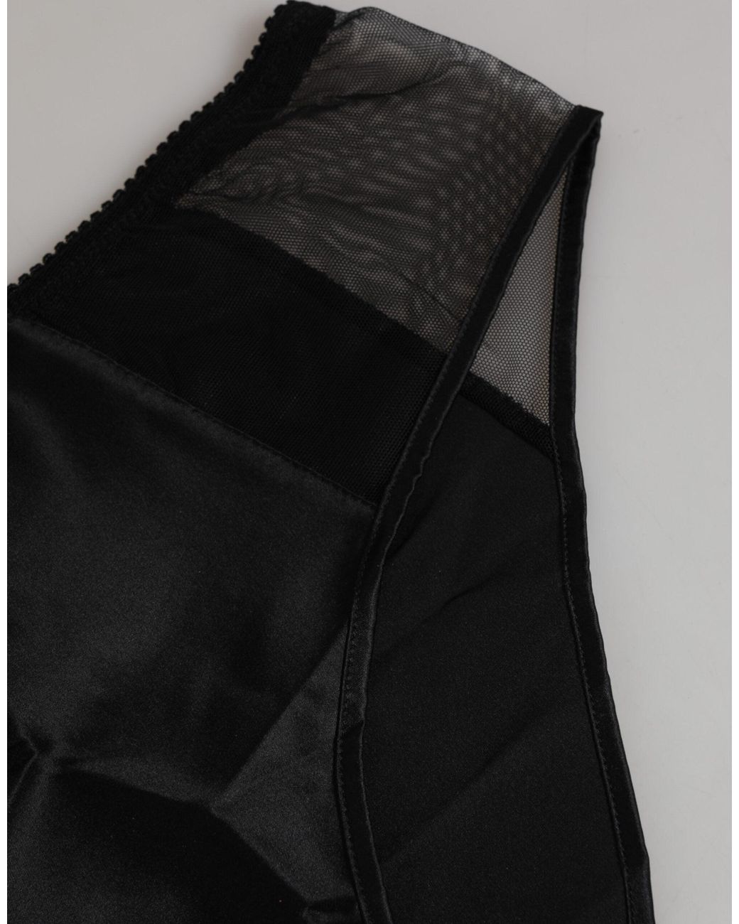 Dolce & Gabbana Black Silk Stretch High Waist Panty Underwear 08+Se Clothing