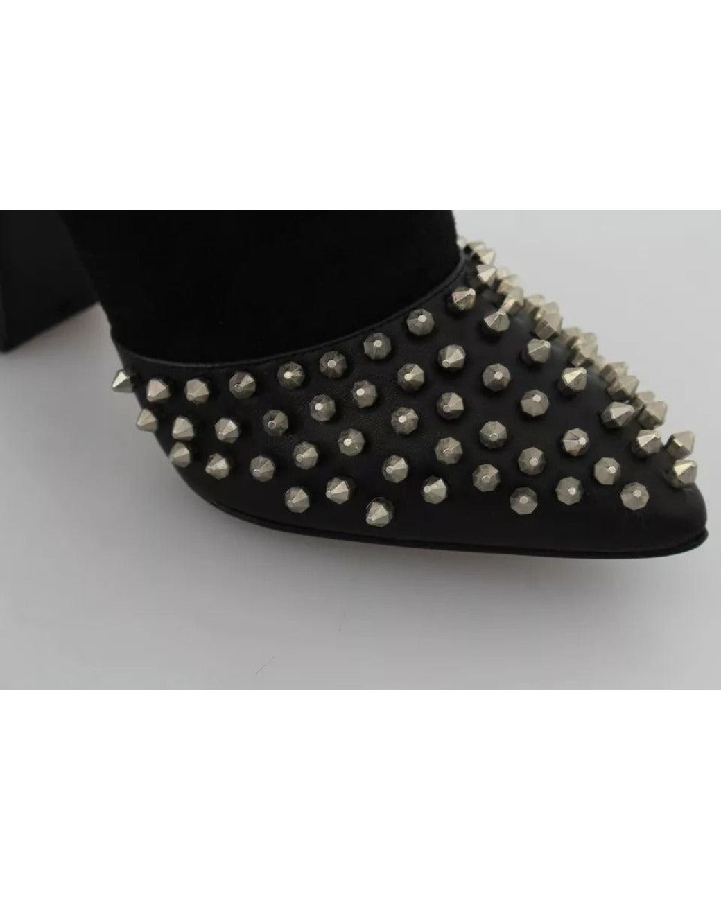 Philipp Plein Black Studded Heels Ankle Boots Shoes