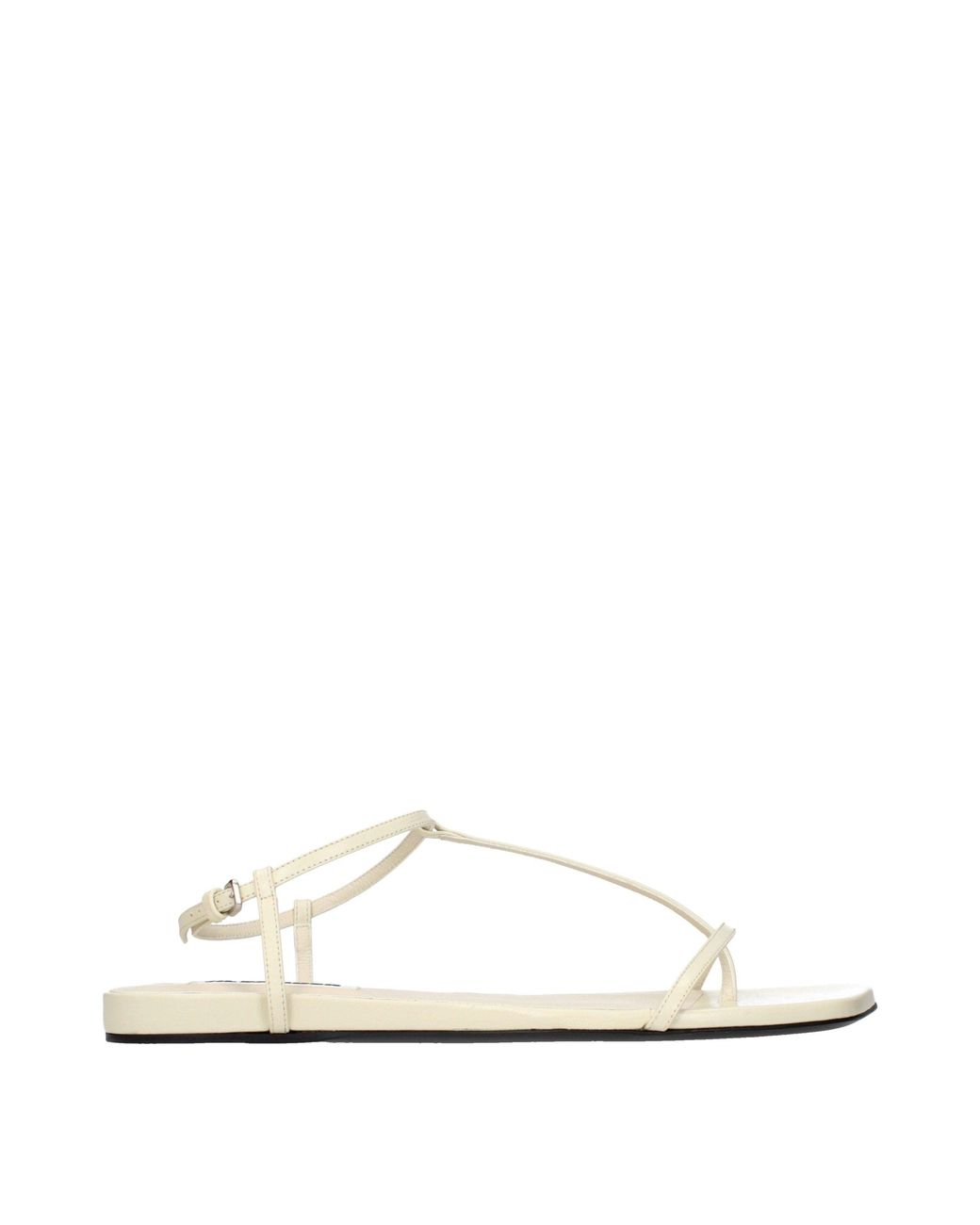 Jil Sander Natural Leather Flip-Flop Sandals