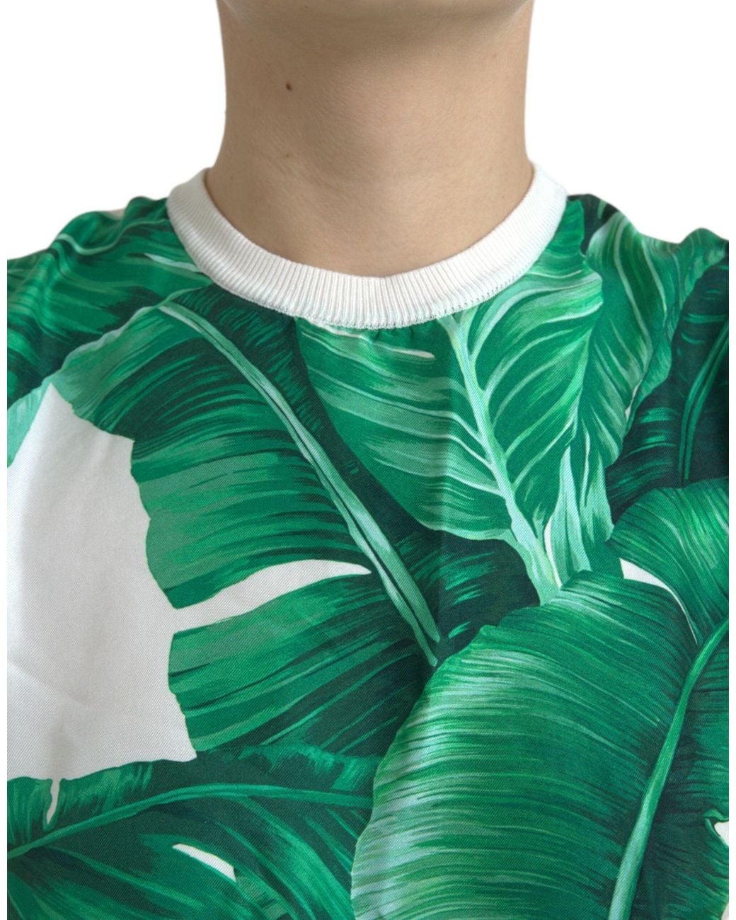 Dolce & Gabbana Green Banana Leaf Print Crew Neck Tank Top