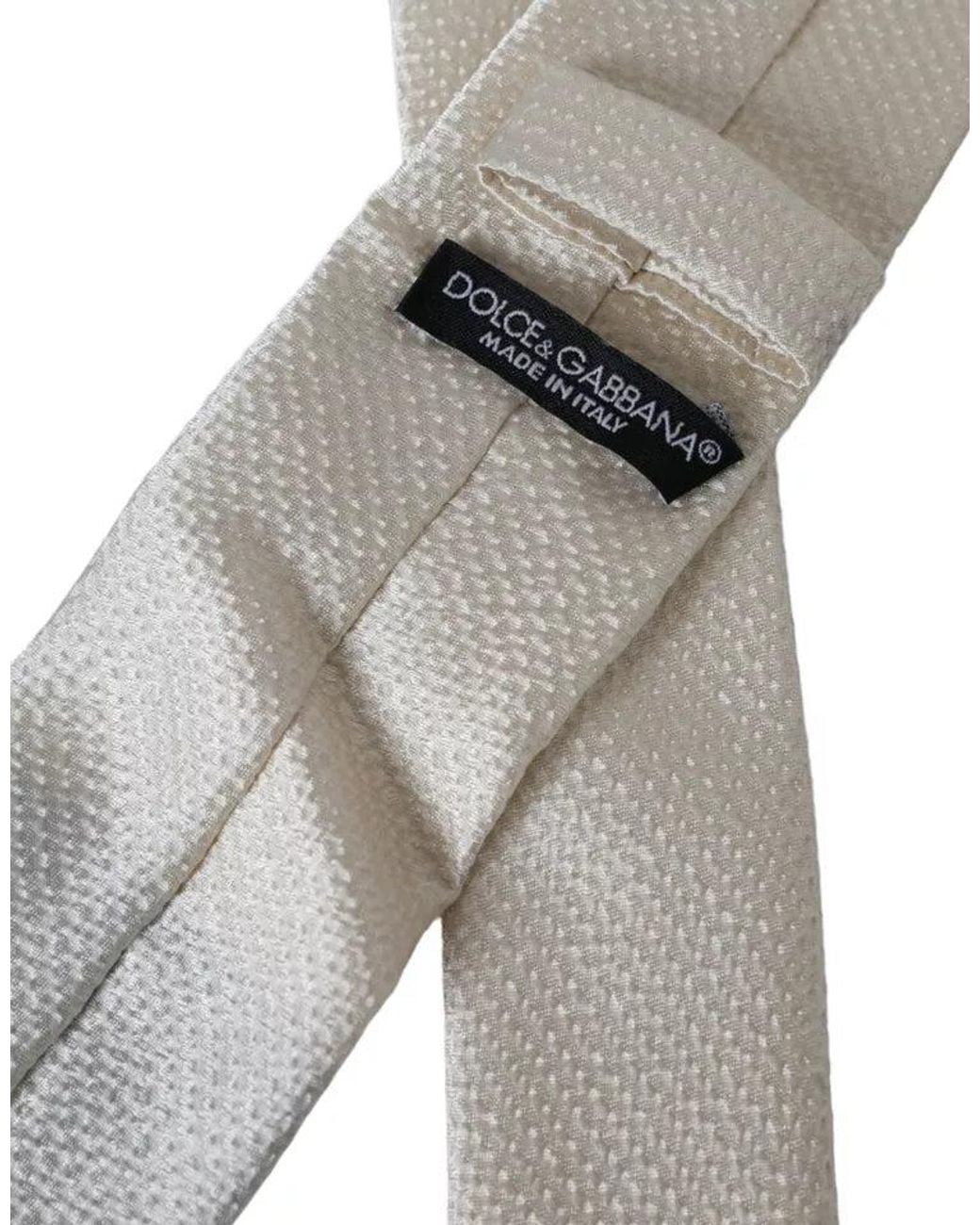 Dolce & Gabbana White Textured Silk Necktie for men