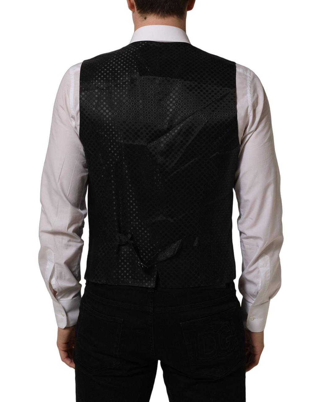 Dolce & Gabbana Black Wool Stretch Waistcoat Formal Dress Vest Virgin Elastane for men