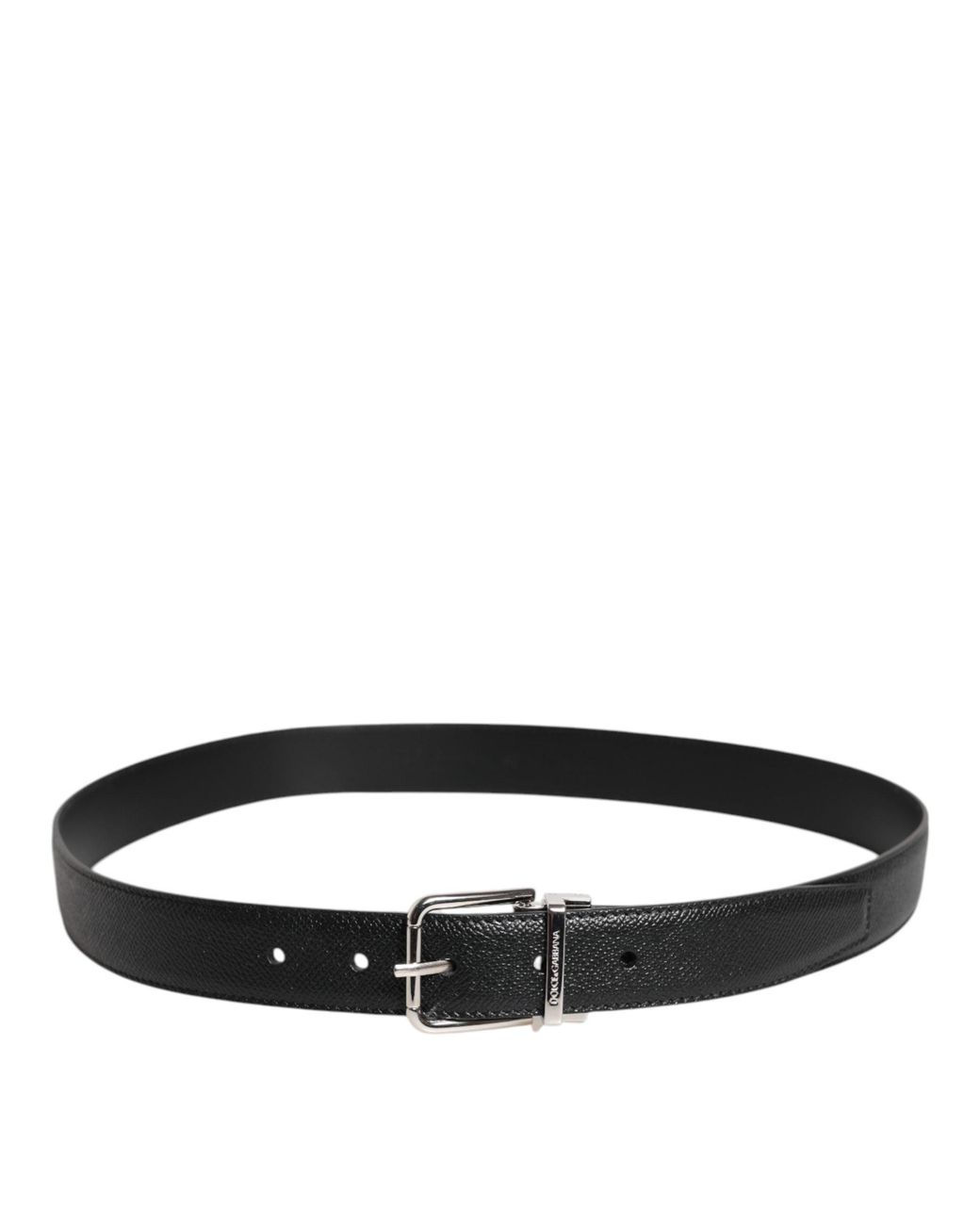 Dolce & Gabbana Black Elegant Leather Belt With Metal Buckle for men