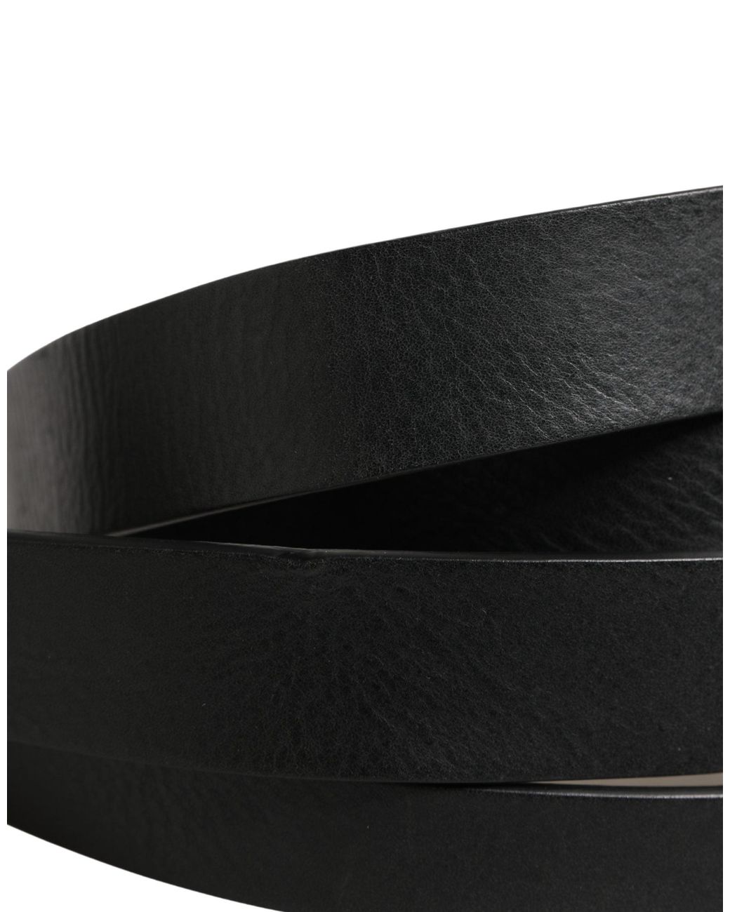 Dolce & Gabbana Black Double Strap Leather Silver Buckle Belt for men
