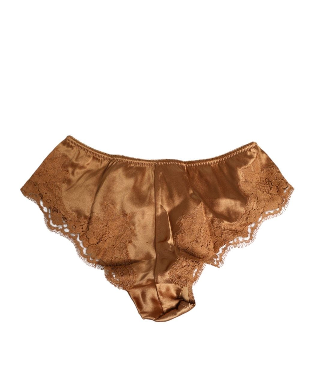 Dolce & Gabbana Brown Lace Silk Satin Slip Panties Underwear Clothing