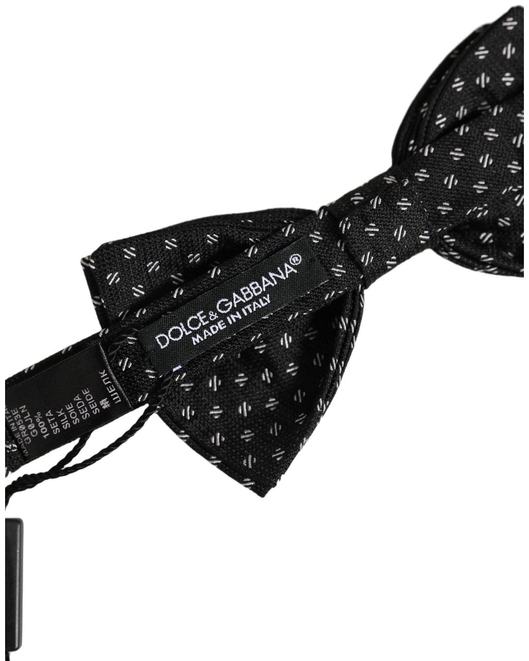 Dolce & Gabbana Black Patterned Adjustable Neck Papillon Bow Tie Silk for men
