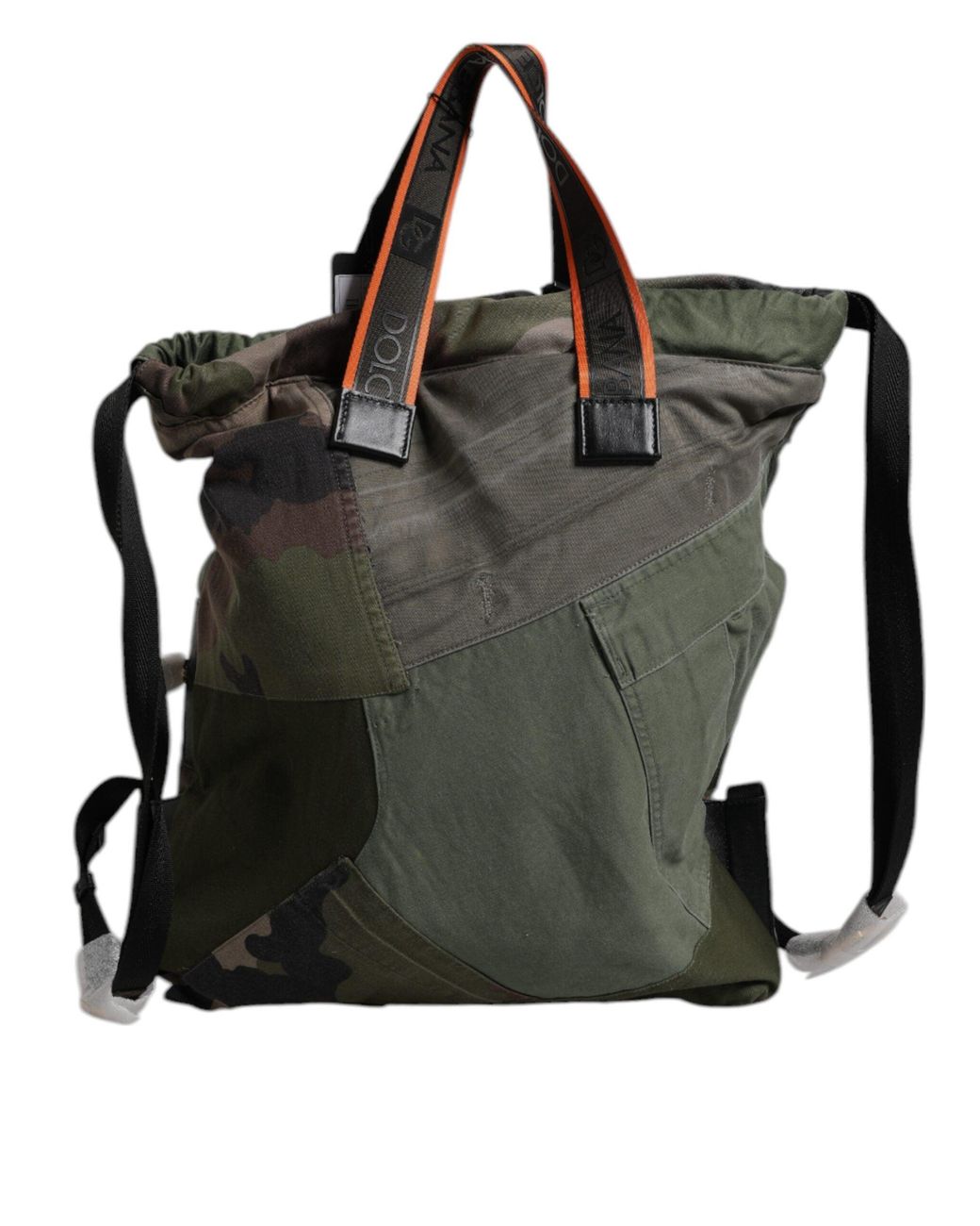 Dolce & Gabbana Black Military Green Patchwork Rucksack Backpack Bag for men