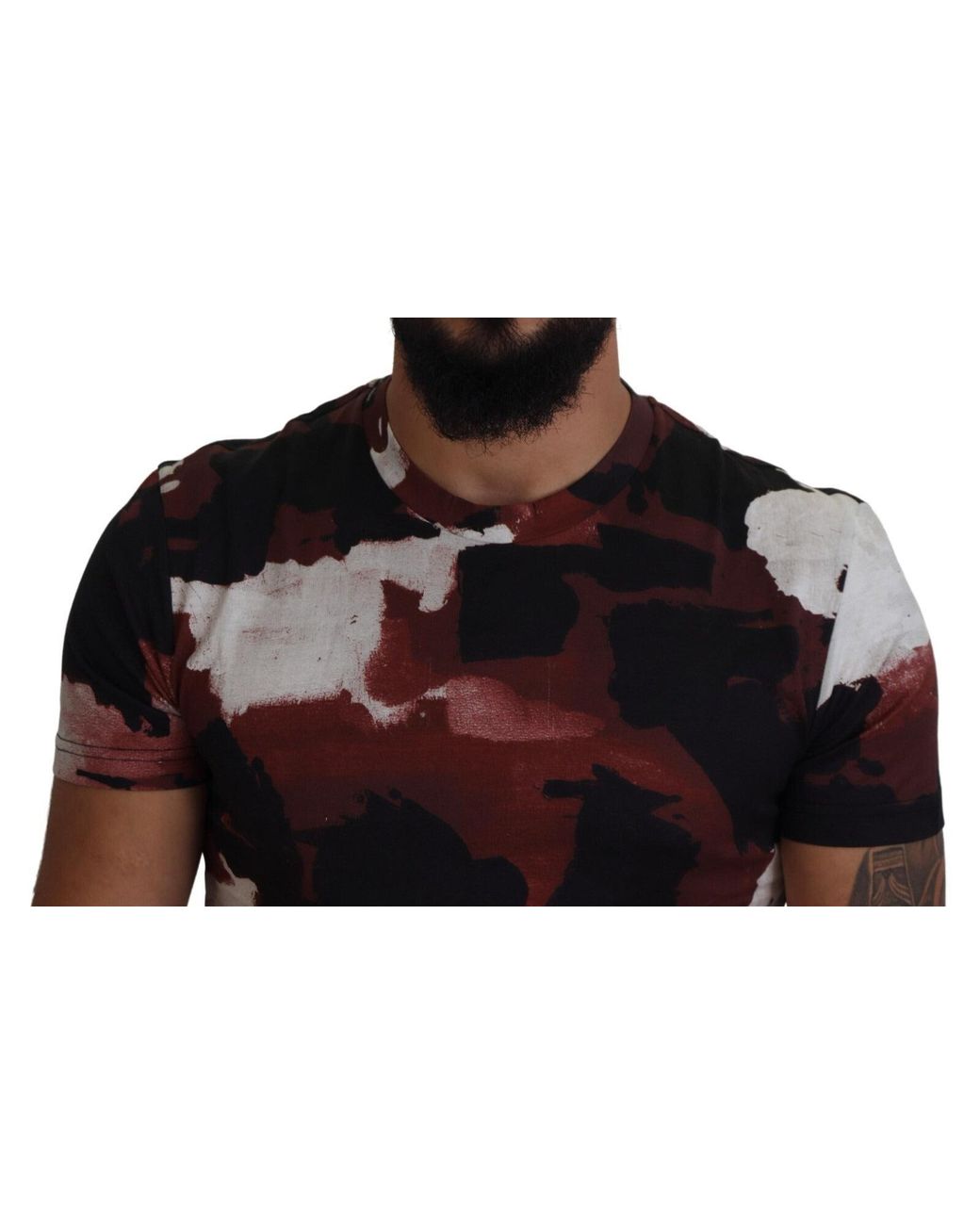 Dolce & Gabbana Black Multicolor Tie Dye Cotton Crew Neck T for men