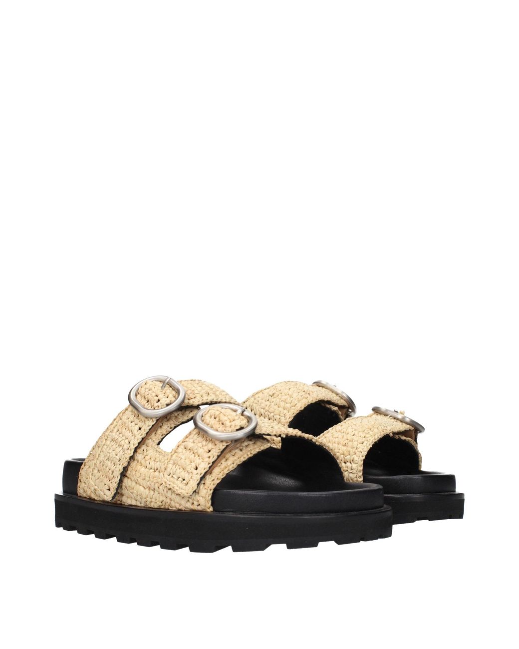 Jil Sander Natural Beige Raffia Slippers
