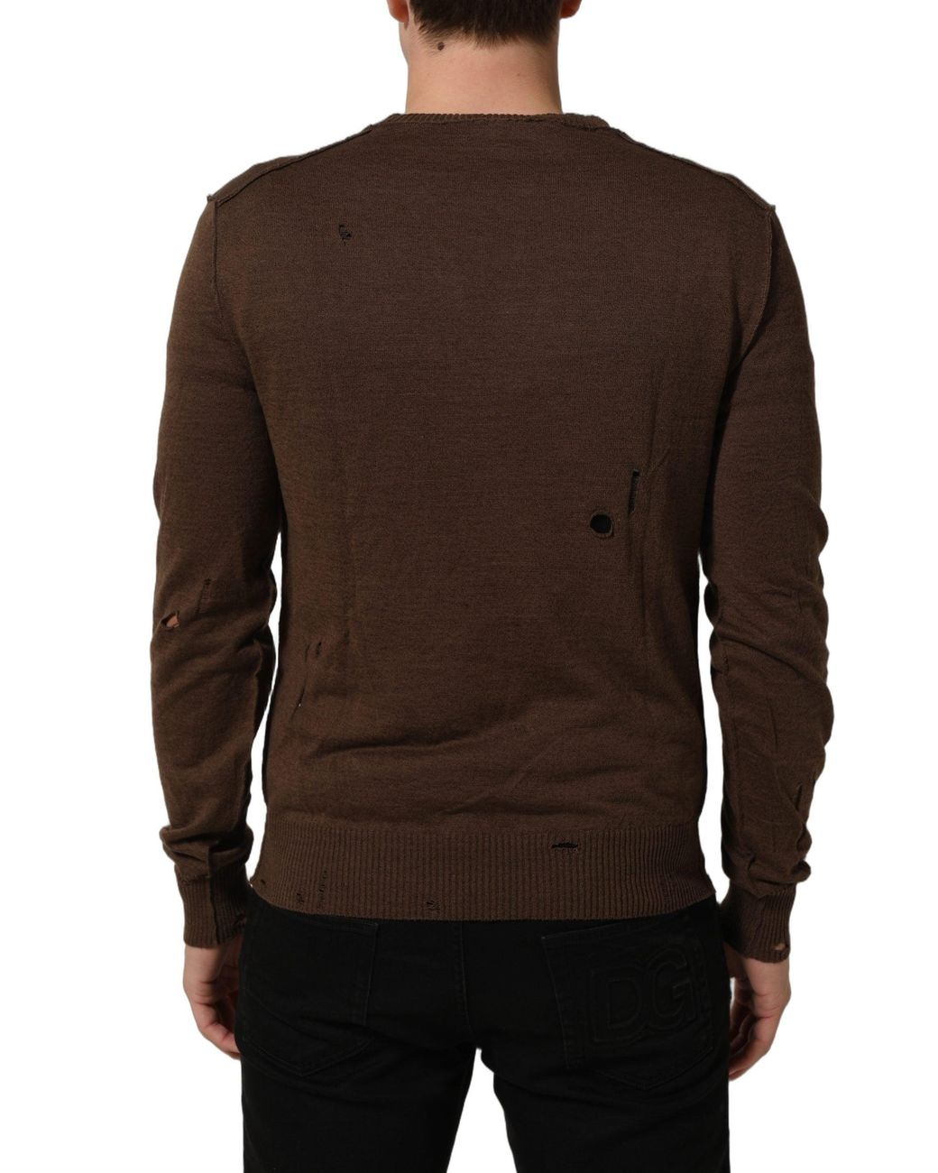 Dolce & Gabbana Brown Flax Buttoned V-Neck Pullover Sweater Cotton Clothing for men