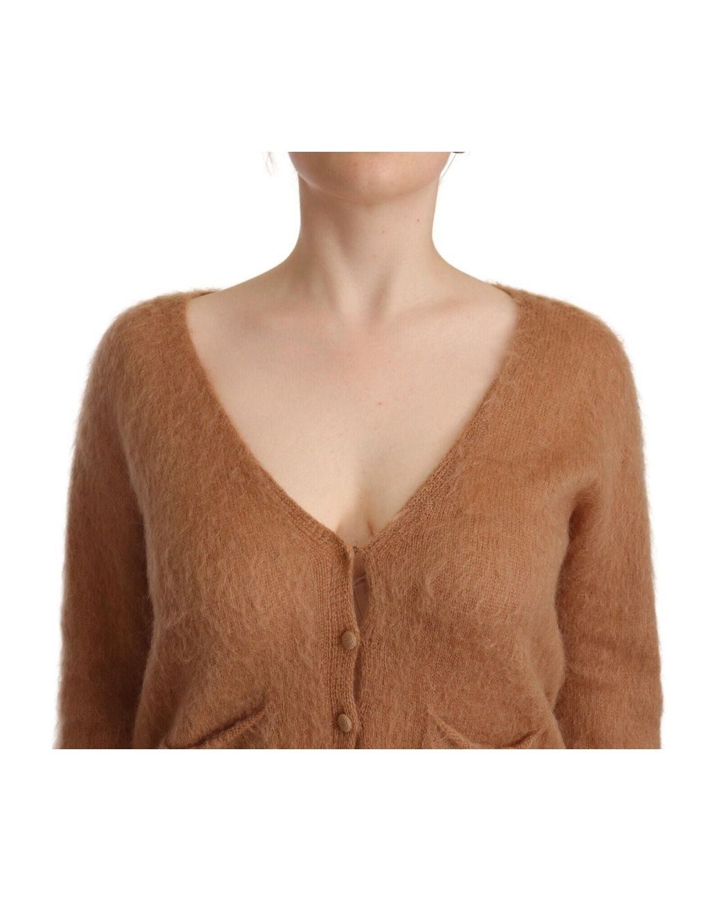 Pink Memories Brown Cardigan V-neck Long Sleeve Sweater