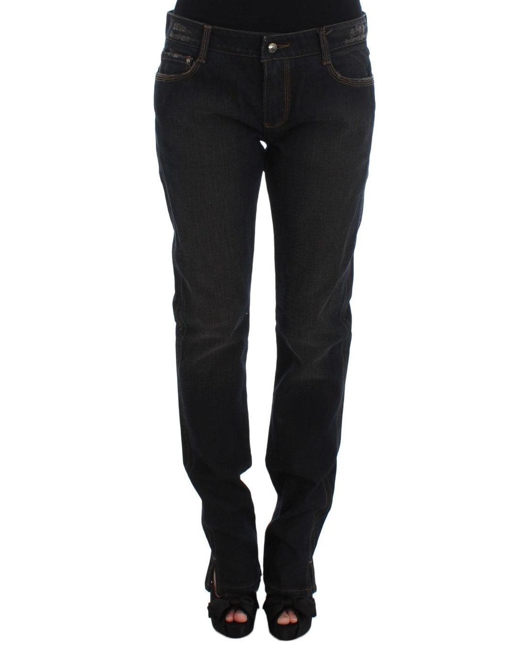 Ermanno Scervino Black Straight Leg Denim Pants
