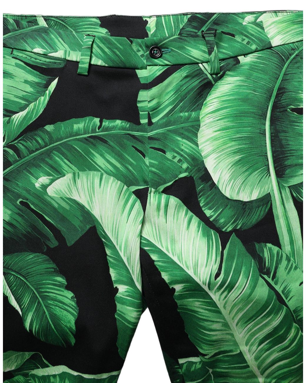 Dolce & Gabbana Green Banana Leaf Bermuda Shorts Cotton Elastane for men
