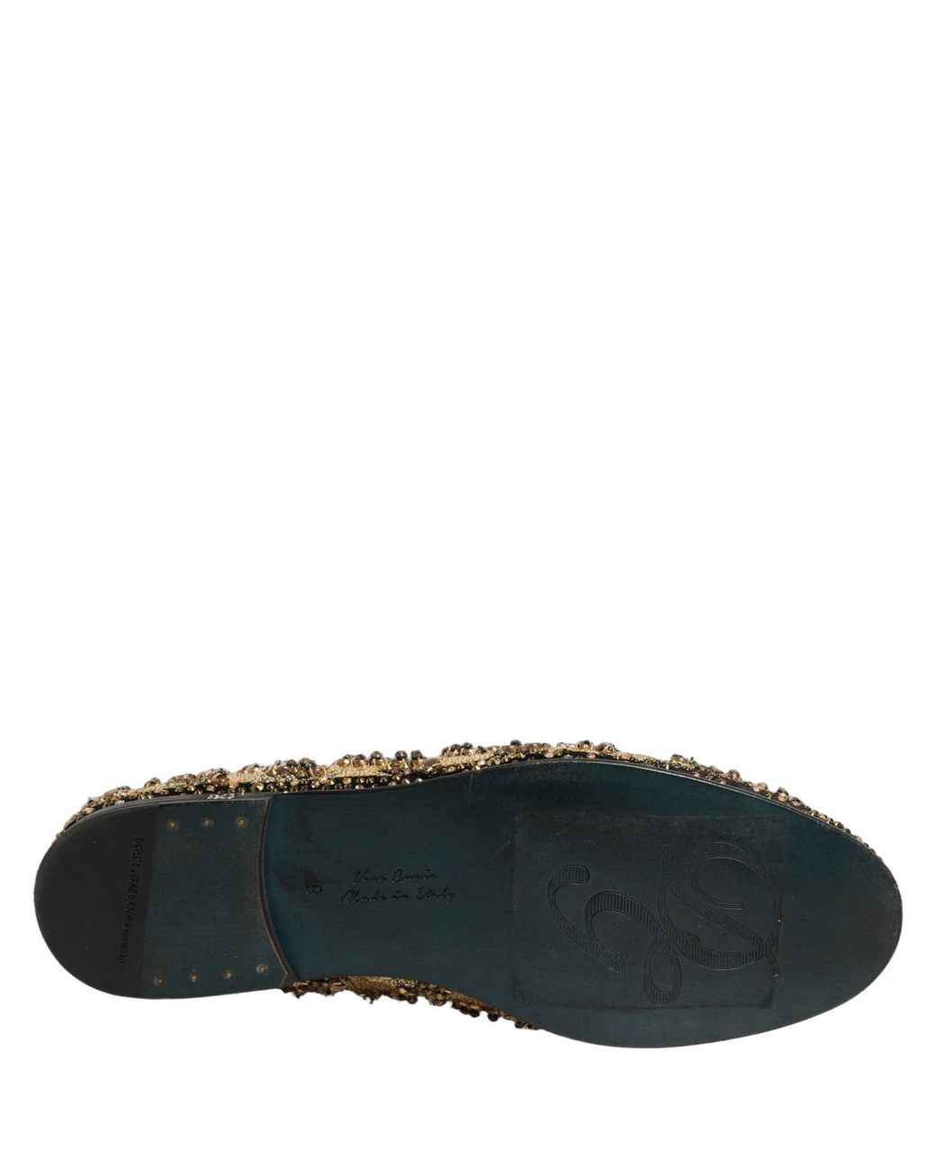Dolce & Gabbana Gray Gold Sequin Embellished Dress Loafers Shoes for men