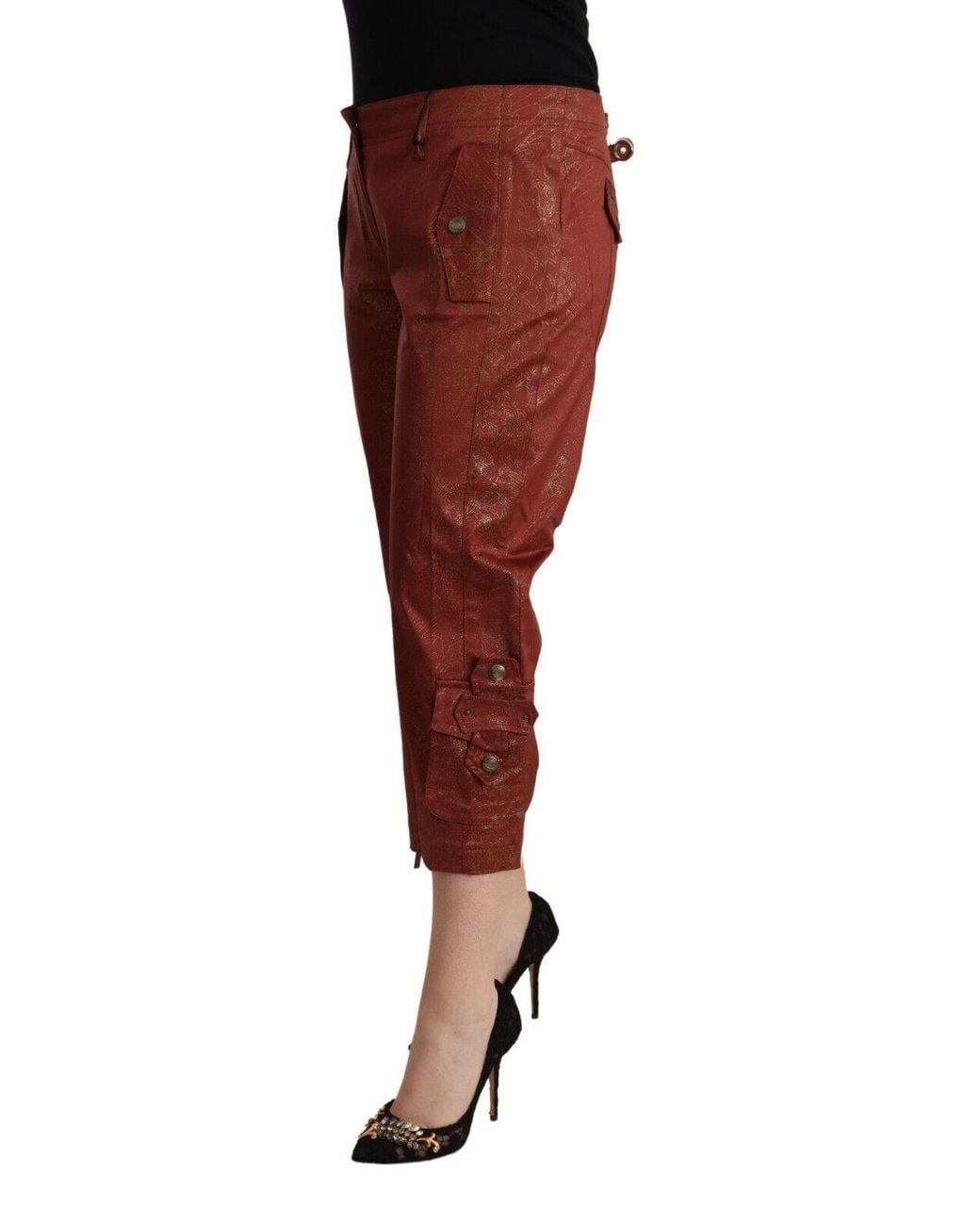 Just Cavalli Red Chic Cropped Cotton Pants