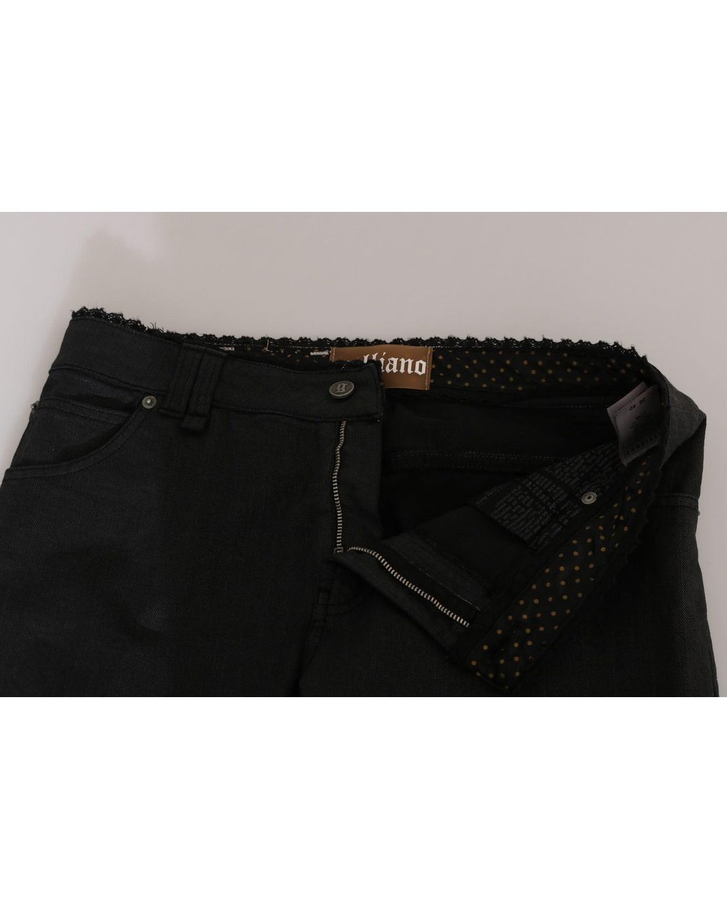 John Galliano Black Mid Waist Skinny Cotton Casual Denim Jeans