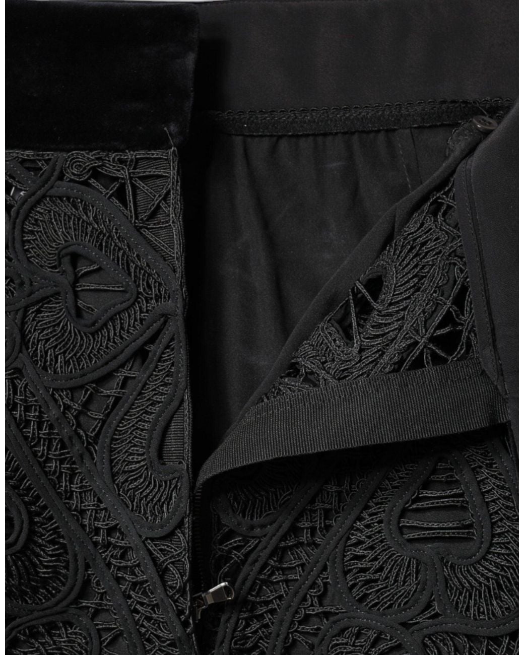 Dolce & Gabbana Black Floral Lace High Waist Pencil Cut Skirt