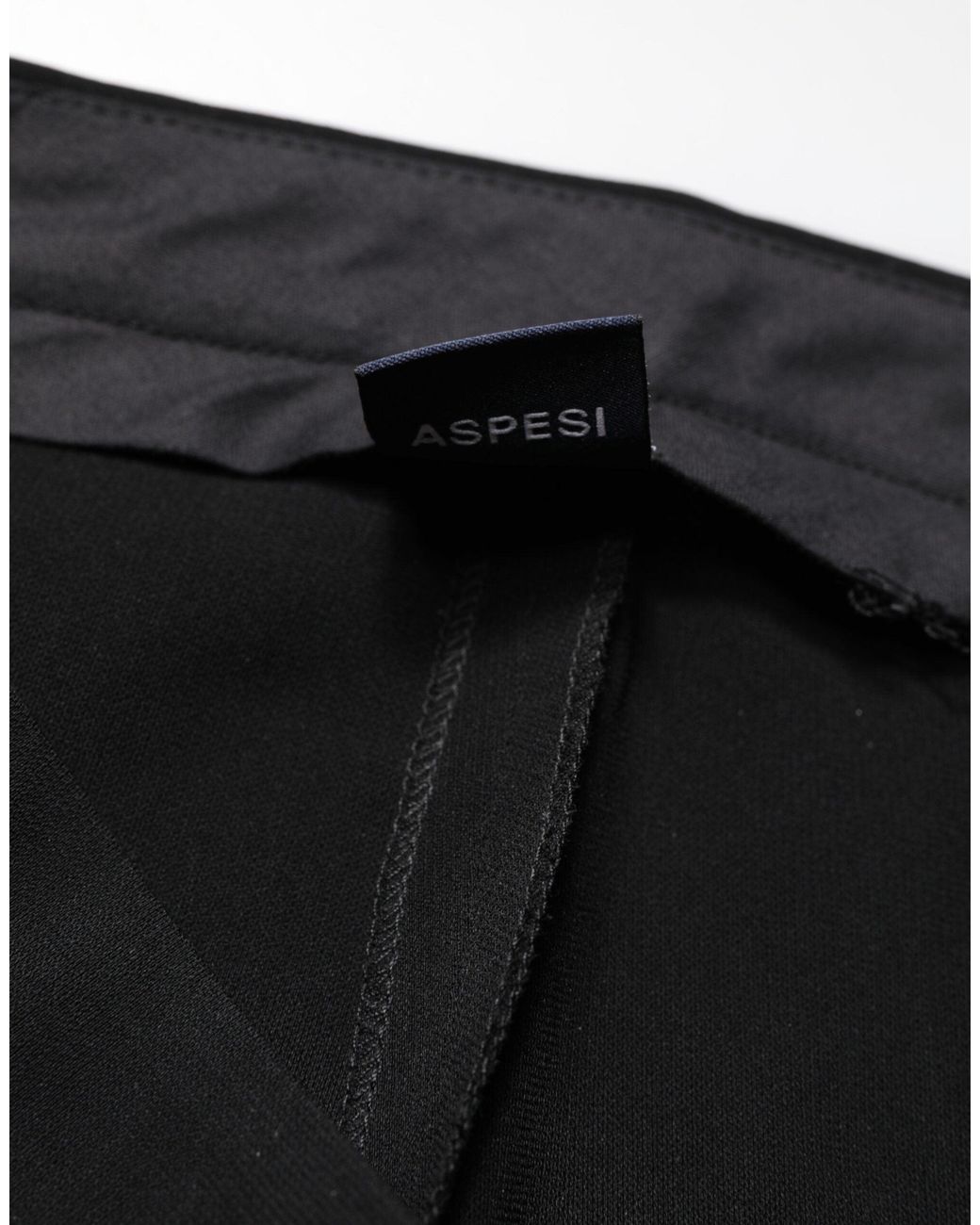 Aspesi Black High Waist Zip Straight Chino Trouser Pants