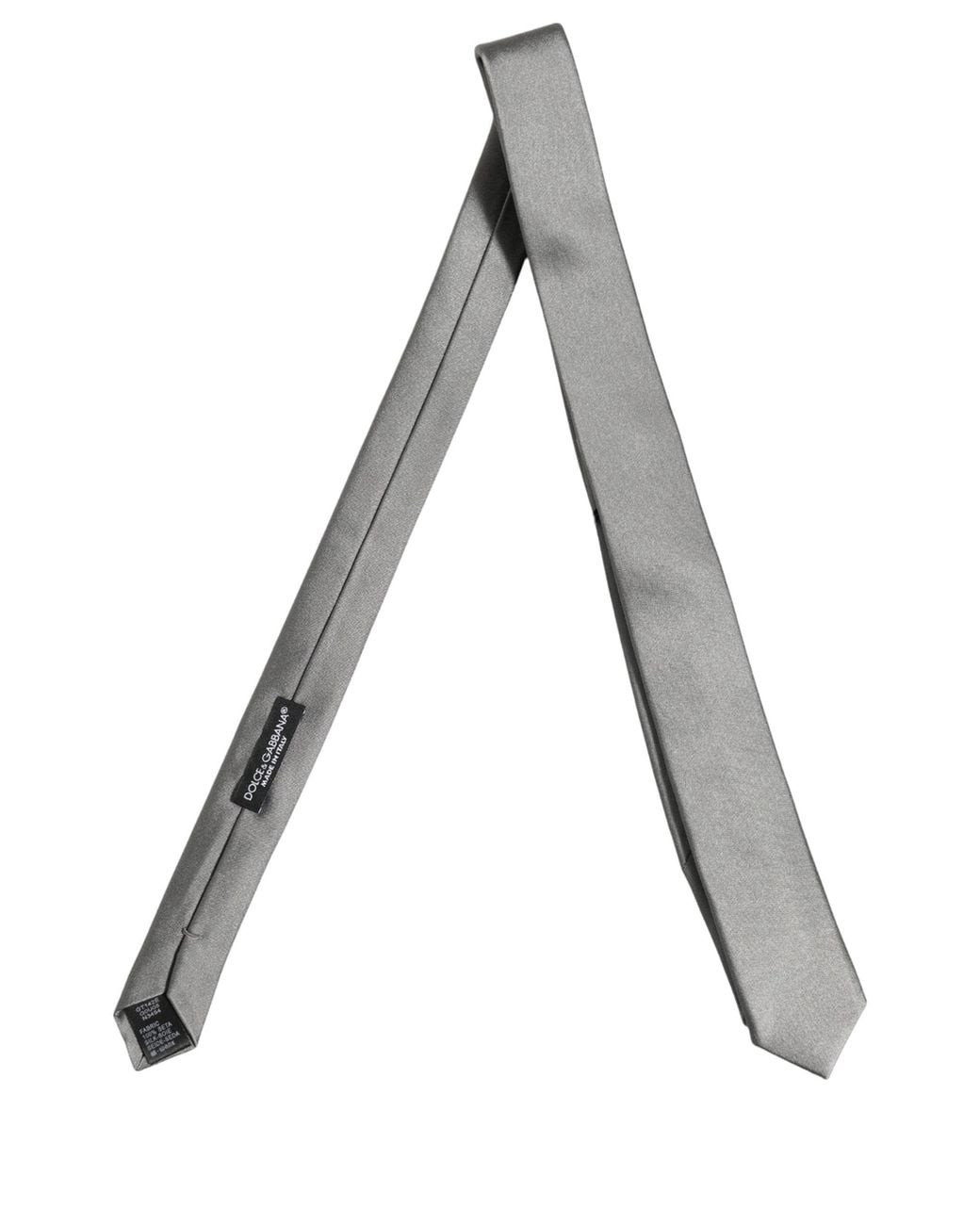 Dolce & Gabbana Gray Satin Silk Adjustable Tied Necktie Tie for men