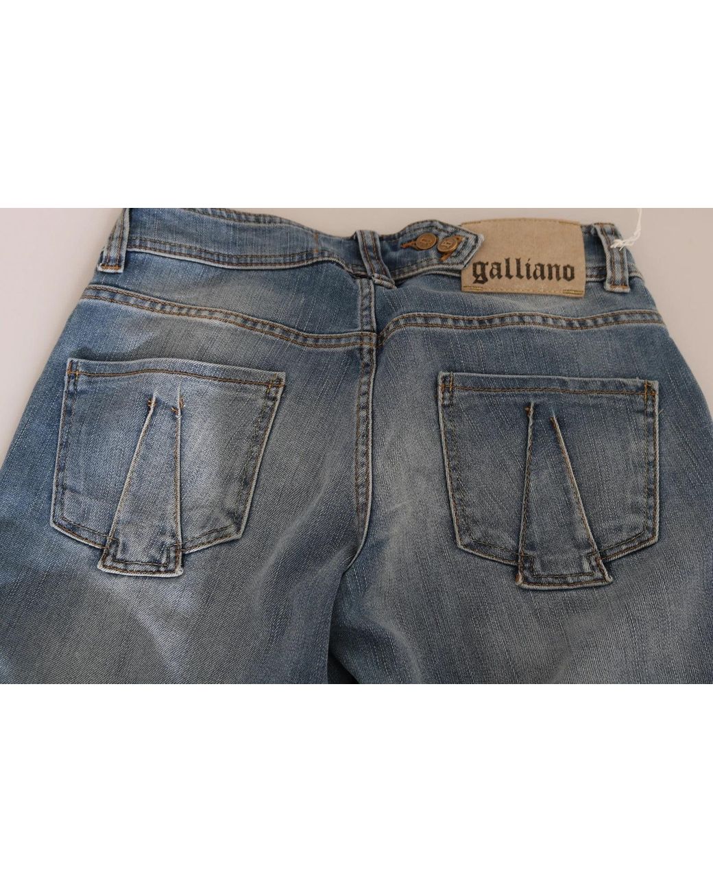 John Galliano Blue Washed Mid Waist Skinny Casual Denim Pants