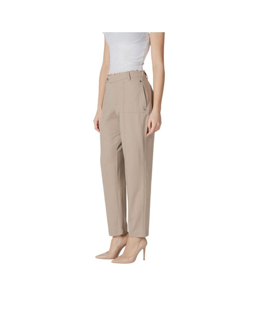 Street One Natural Beige Viscose Jeans & Pant