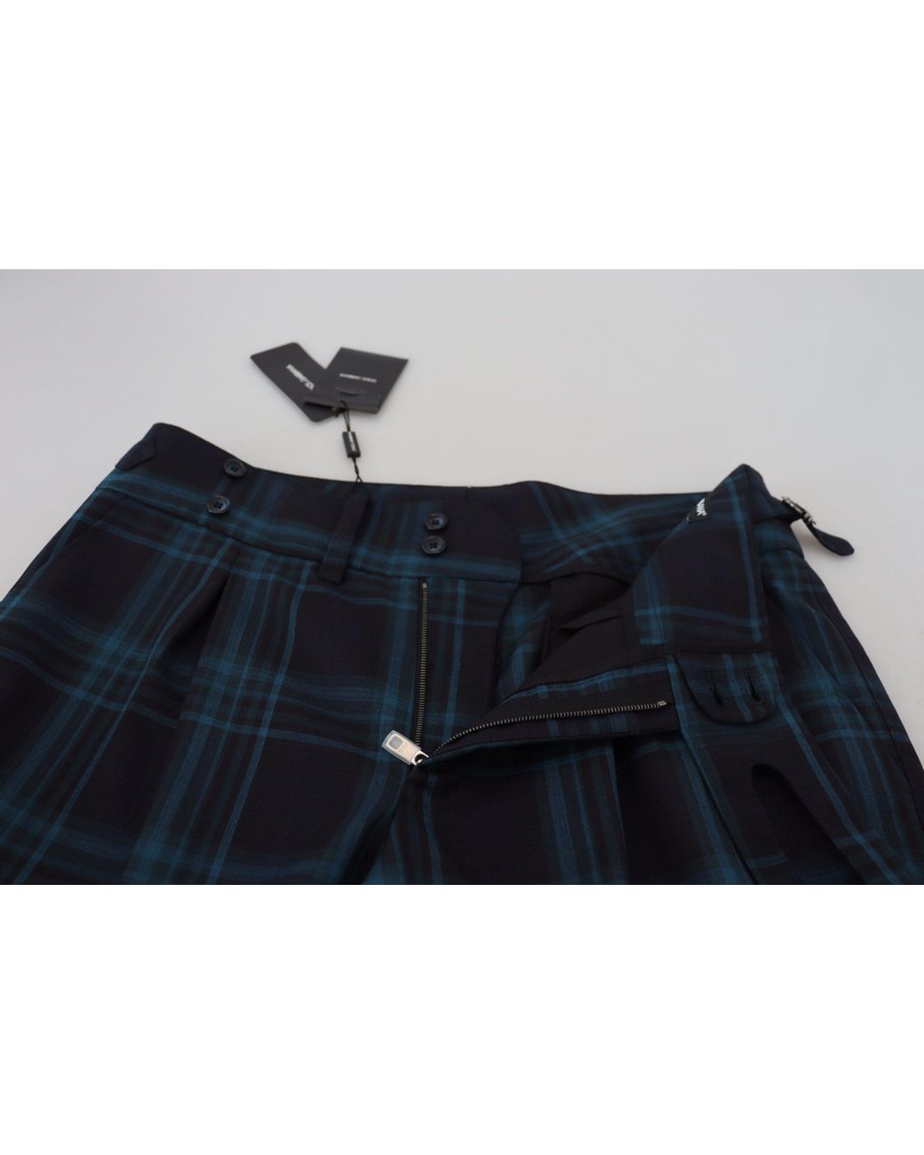 Dolce & Gabbana Blue Plaid Wool Trousers Pants for men